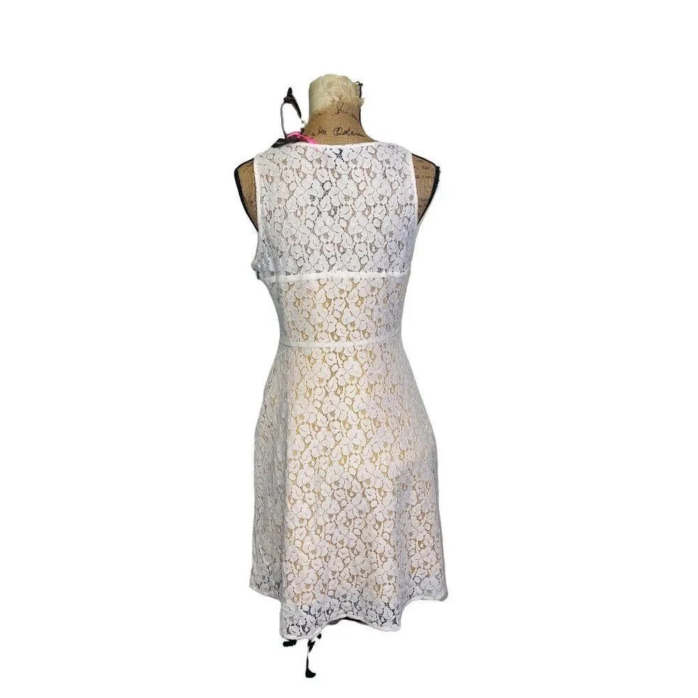 I Heart Ronson Cream Sleeveless Tank‎ Dress With Gold Lining - Size 8